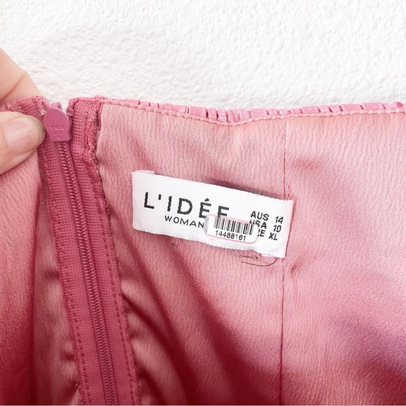 L’IDEE Sirene Off-shoulder Pleated Midi Dress in Hot Pink - Picture 7 of 10